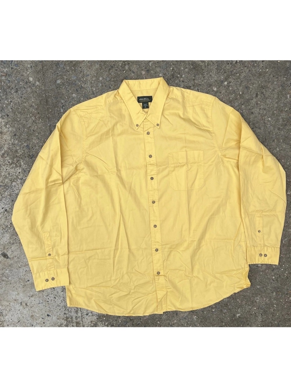 Eddie Bauer Mens Yellow Button Down Longsleeve Shirt Tall 2XL 100% Cotton NEW